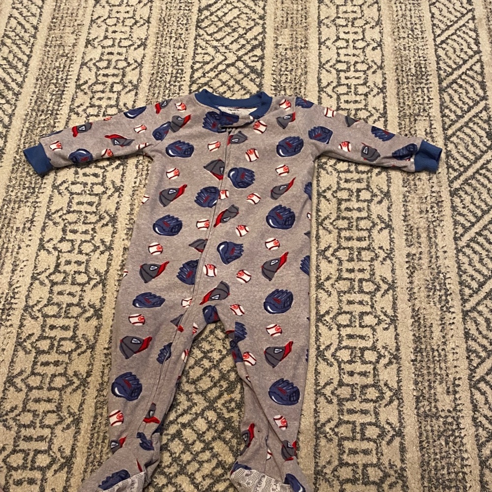 Baseball-Themed Kids Footie Pajamas 18M